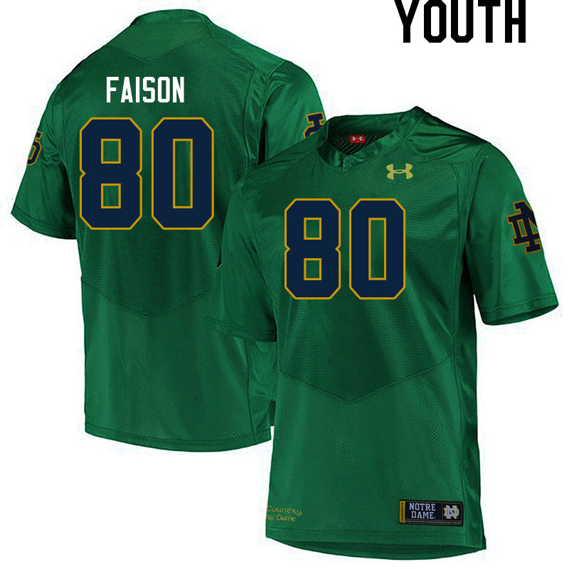 Youth #80 Jordan Faison Notre Dame Fighting Irish College Football Jerseys Stitched Sale-Green